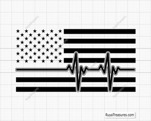 US Flag Heartbeat Free Svg