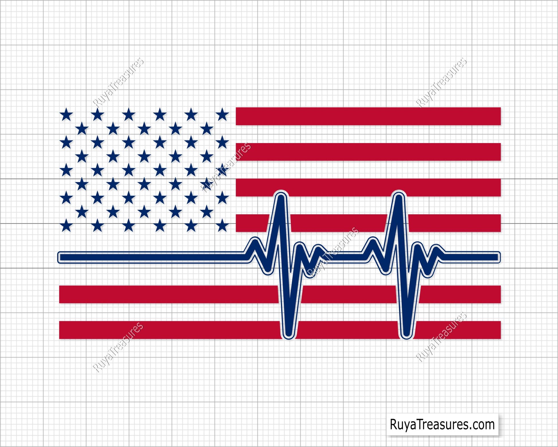 US Flag Heartbeat Free Svg
