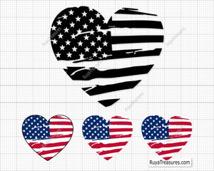 USA Flag Heart Svg