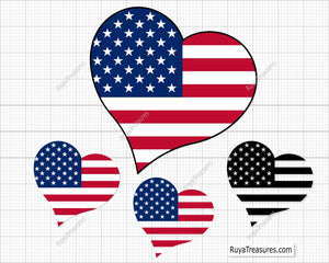 American Heart Flag Svg 