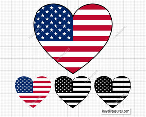 American Heart Flag Svg