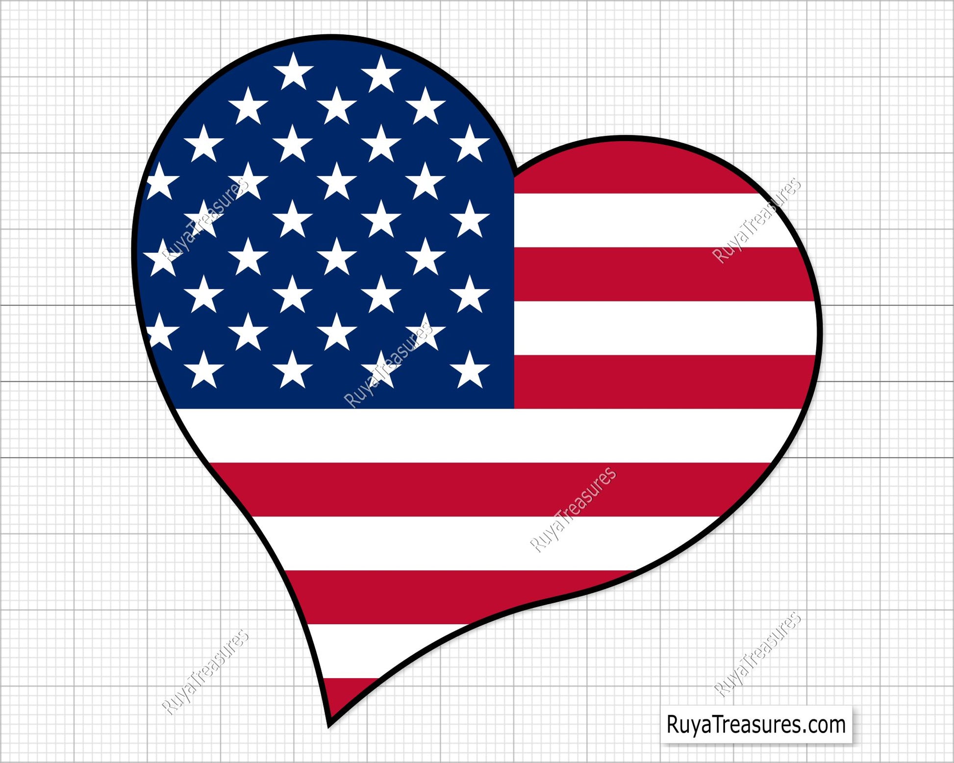 American Heart Flag Svg 