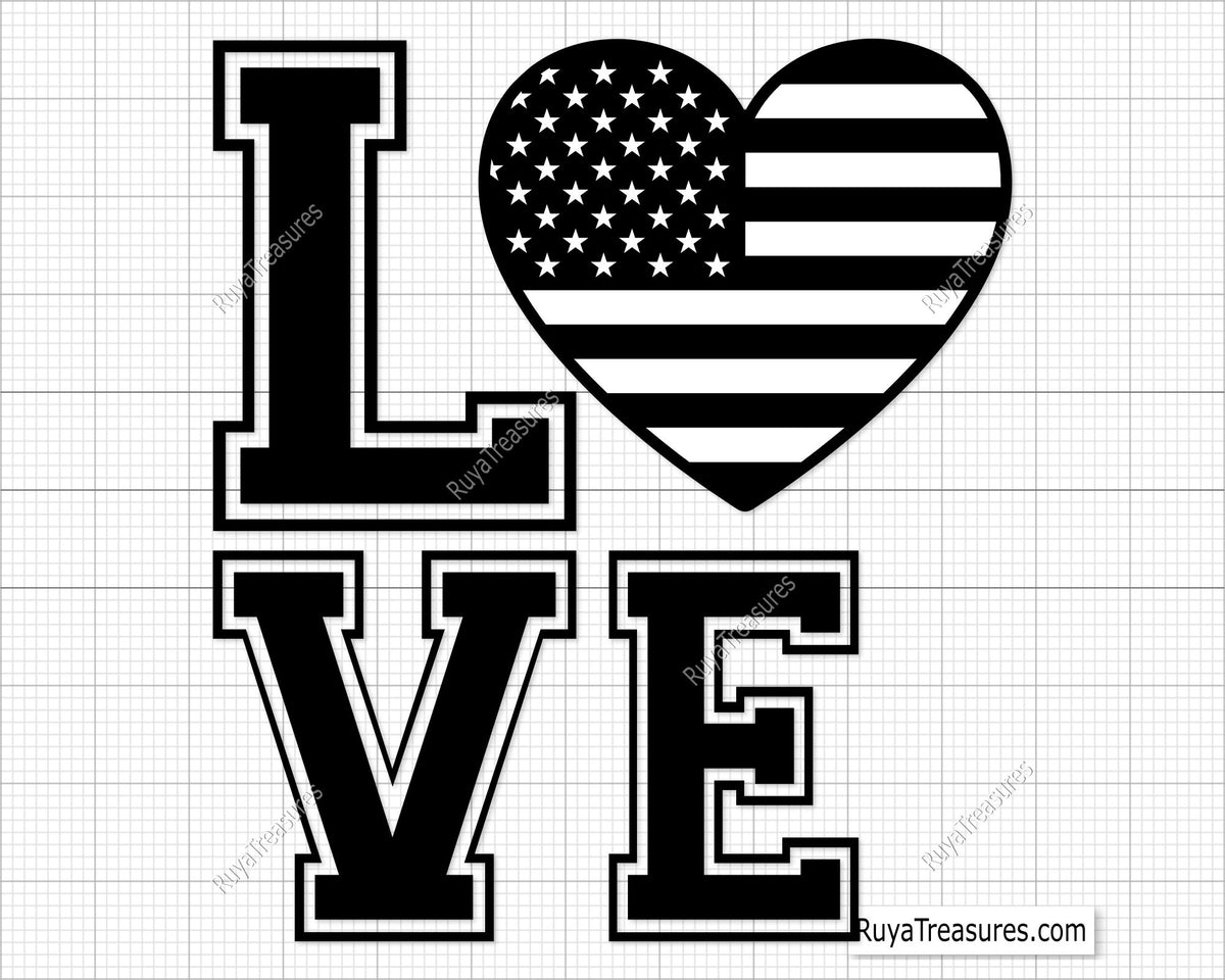 American Heart Flag Svg