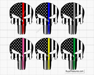 American Punisher Thin Line Svg