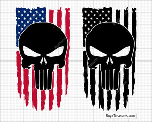 American Skull Flag Svg