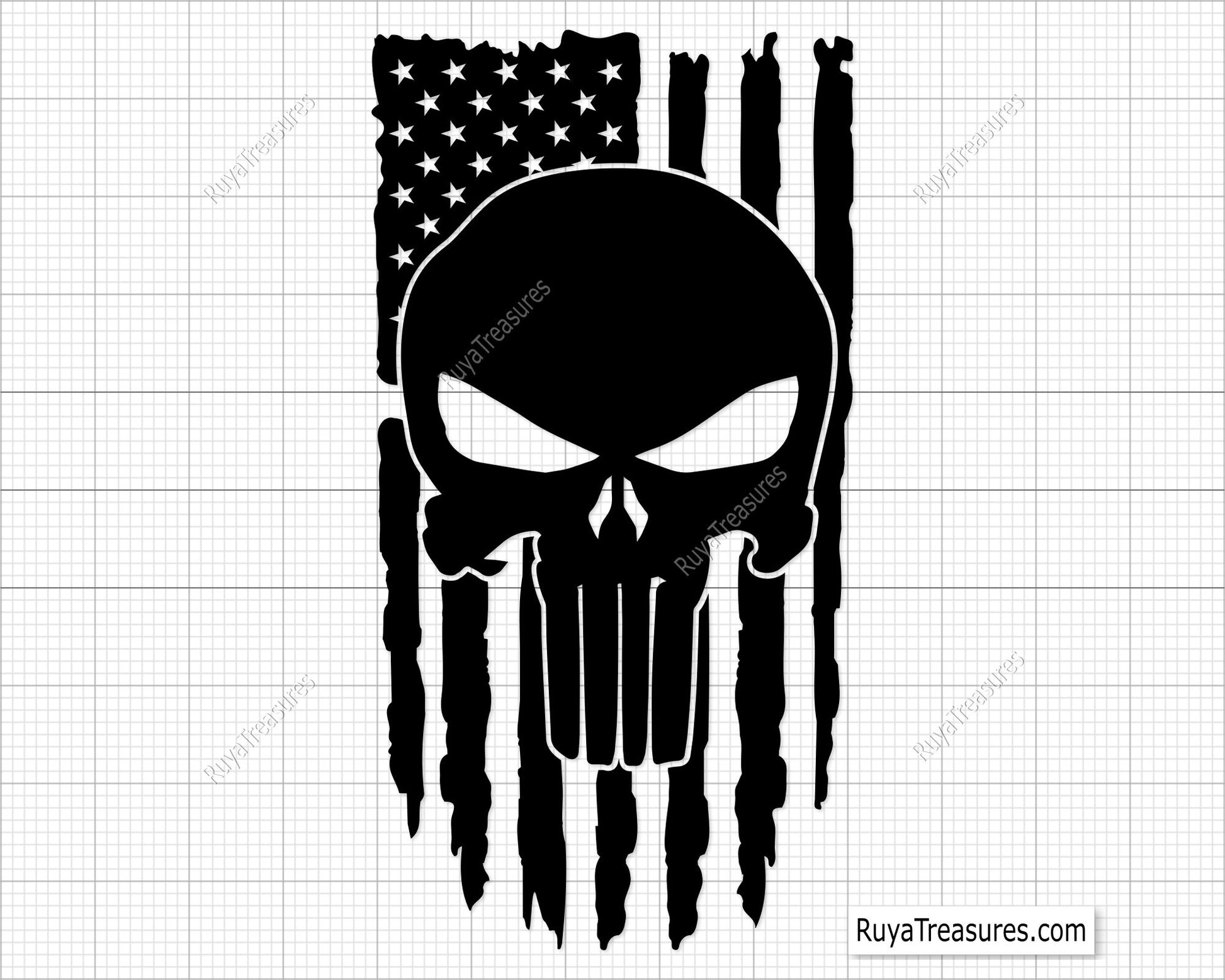American Skull Flag Svg