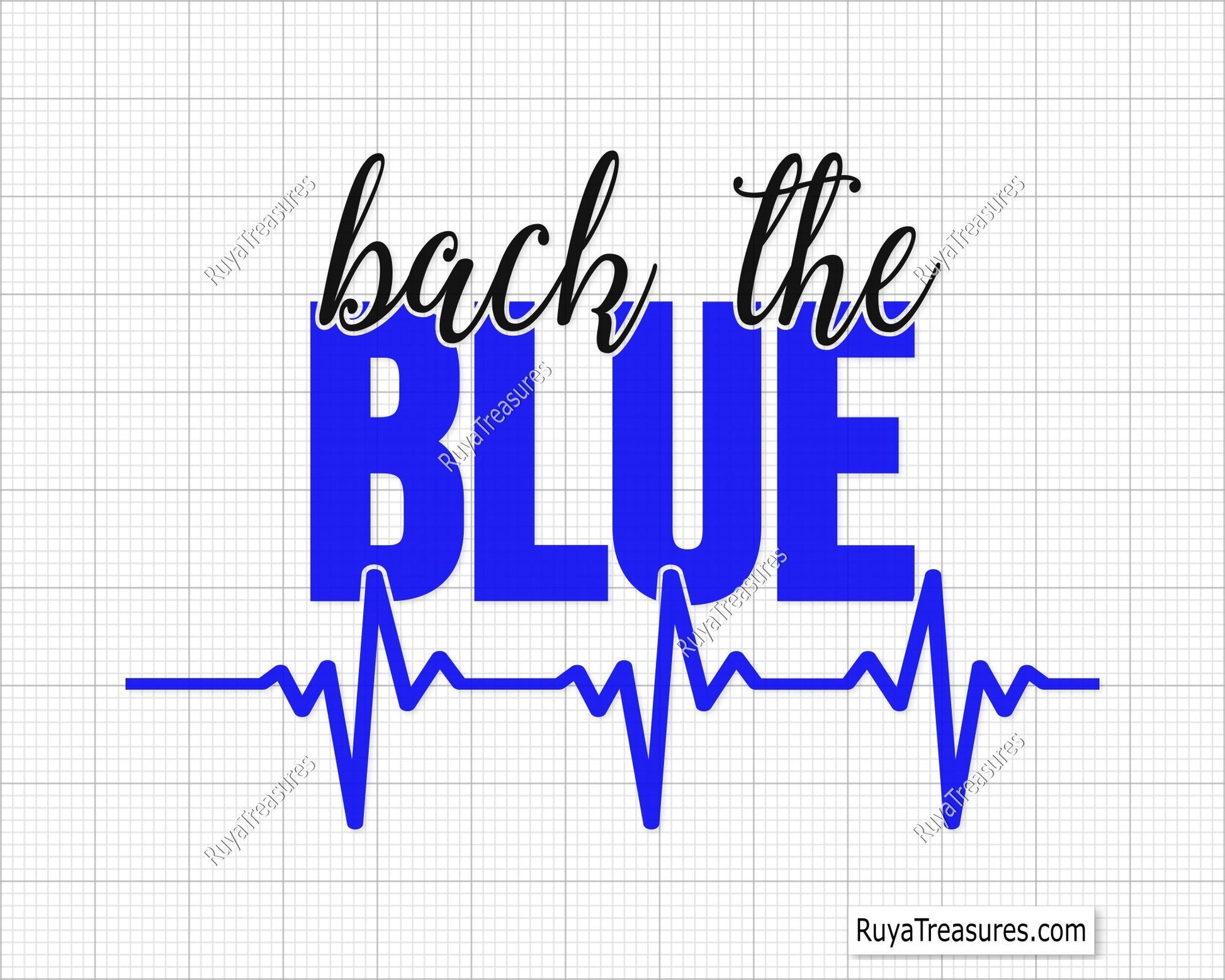 Back the Blue Hearbeat Svg