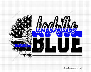 Back the Blue Sunflower Svg 