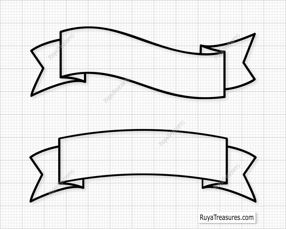 Two outline designs of decorative ribbons, intended for use as SVG files in crafting projects.