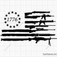Betsy Ross 1776 Flag with Guns Svg Png, Betsy Ross Us Flag Svg