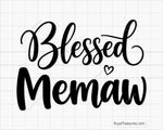 blessed memaw SVG PNG featuring elegant typography quote with heart accent for shirts mugs signs and grandma gifts
