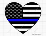 Blue Line Flag Heart Svg