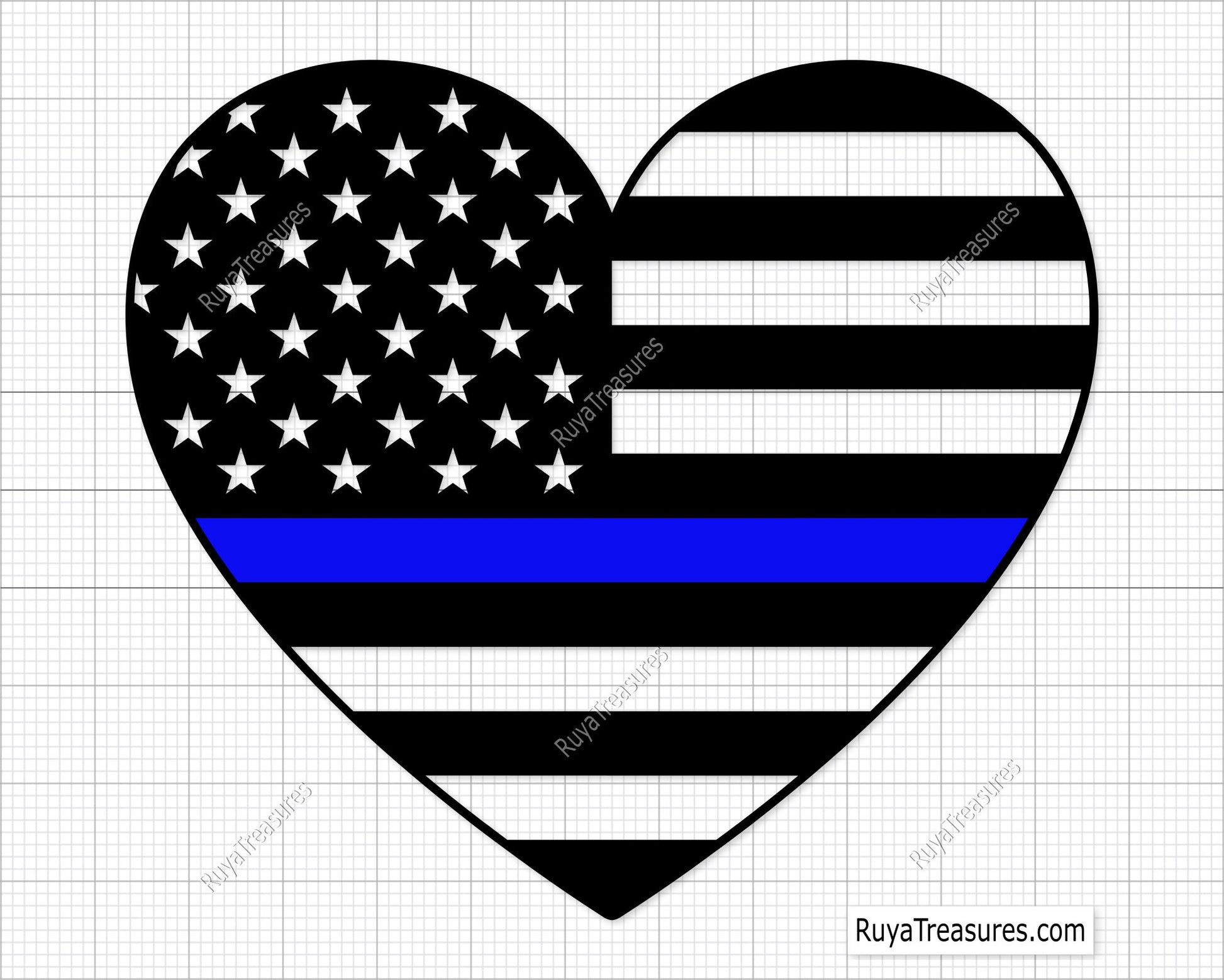 Blue Line Flag Heart Svg