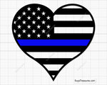 Blue Line Flag Heart Svg