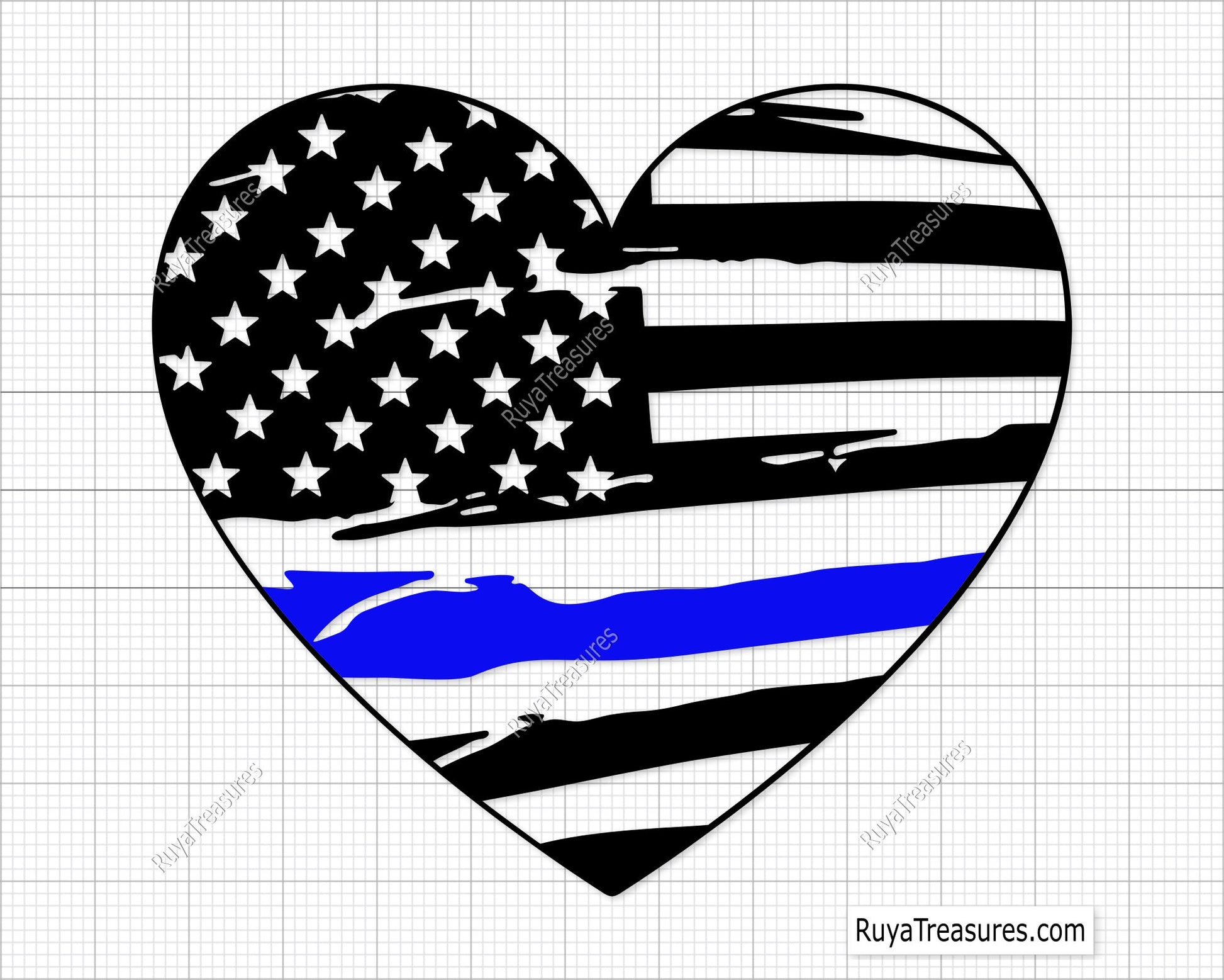 Blue Line Flag Heart Svg