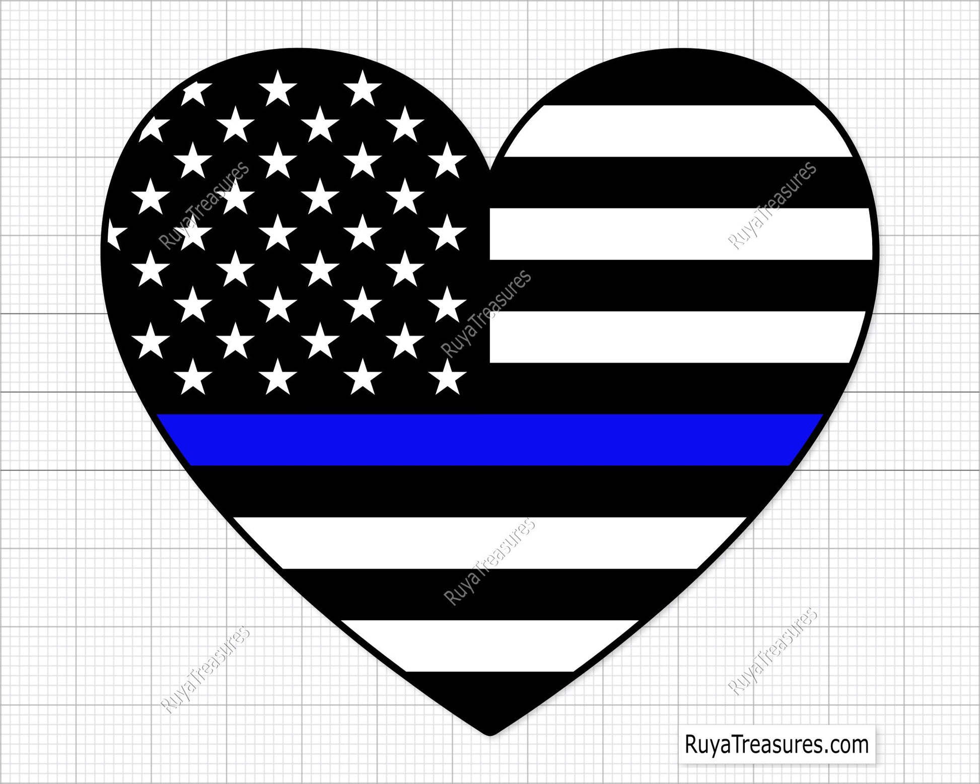 Blue Line Flag Heart Svg