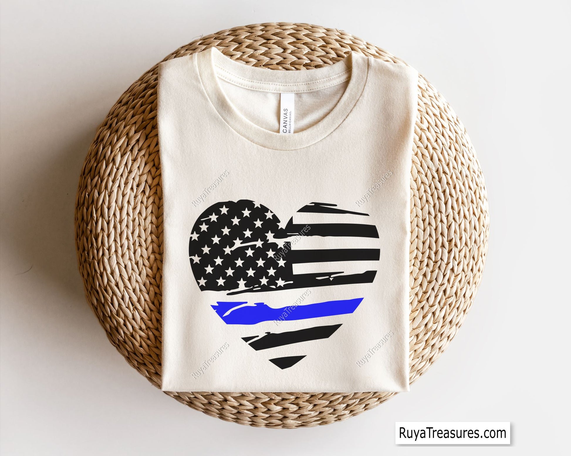 Blue Line Flag Heart Svg