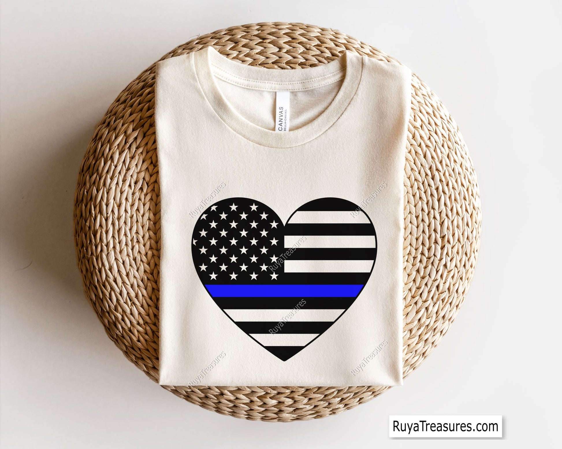 Blue Line Flag Heart Svg