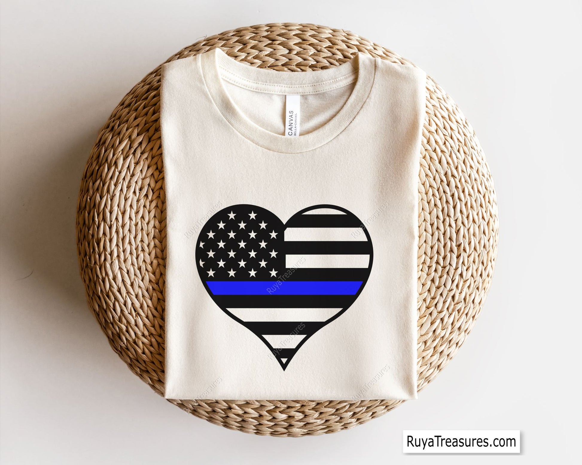 Blue Line Flag Heart Svg
