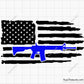 Blue Line Rifle Flag Svg