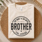 Bold circular badge style design with the word Brother in large block letters surrounded by The Man The Myth and The Legend text.
