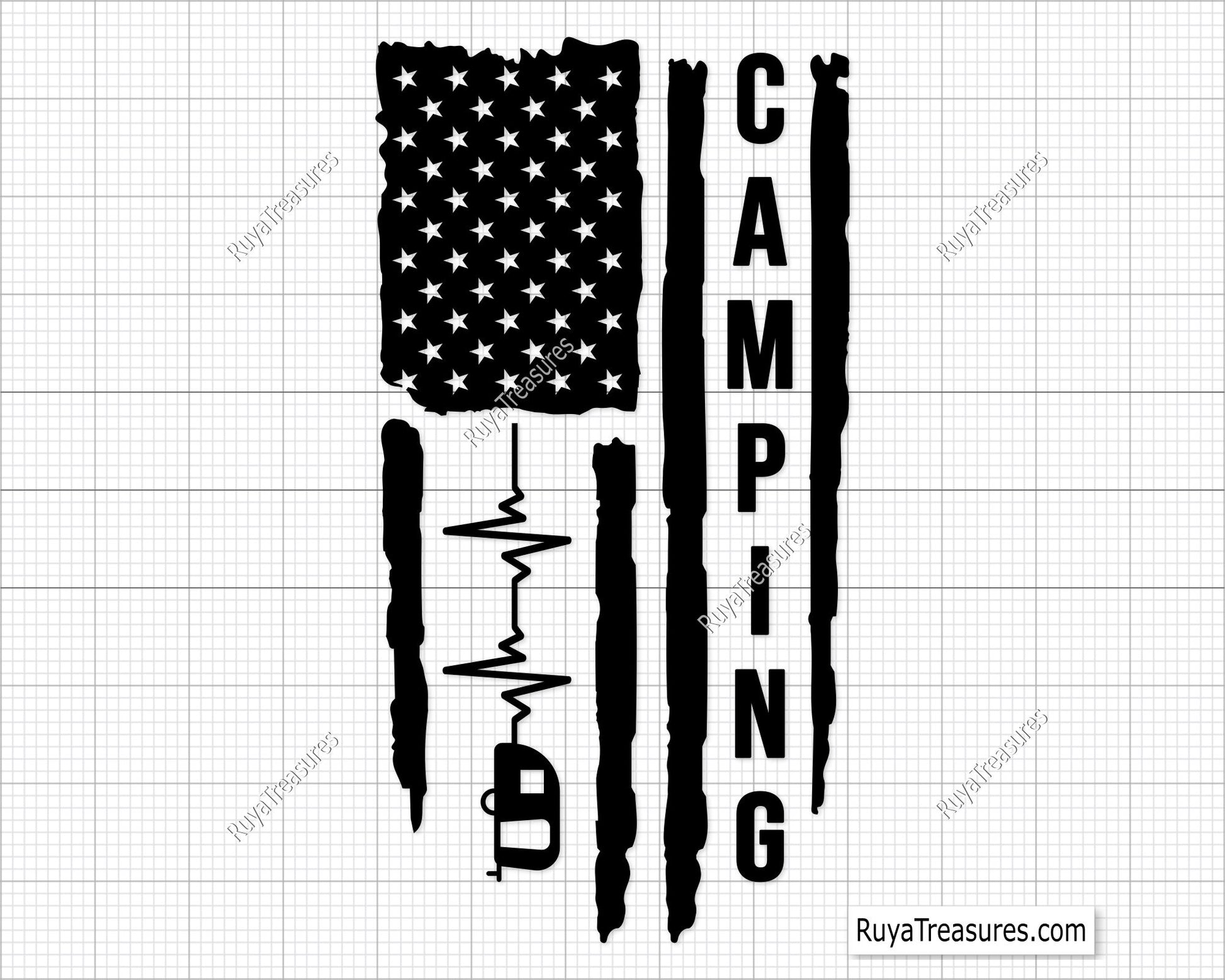 Camper Us Flag Svg