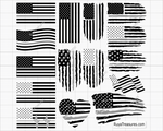 Thin silver line USA flag bundle SVG PNG with multiple distressed American flag styles for correctional officer support shirts decals and graphics