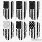 Thin silver line USA flag bundle SVG PNG with multiple distressed American flag styles for correctional officer support shirts decals and graphics