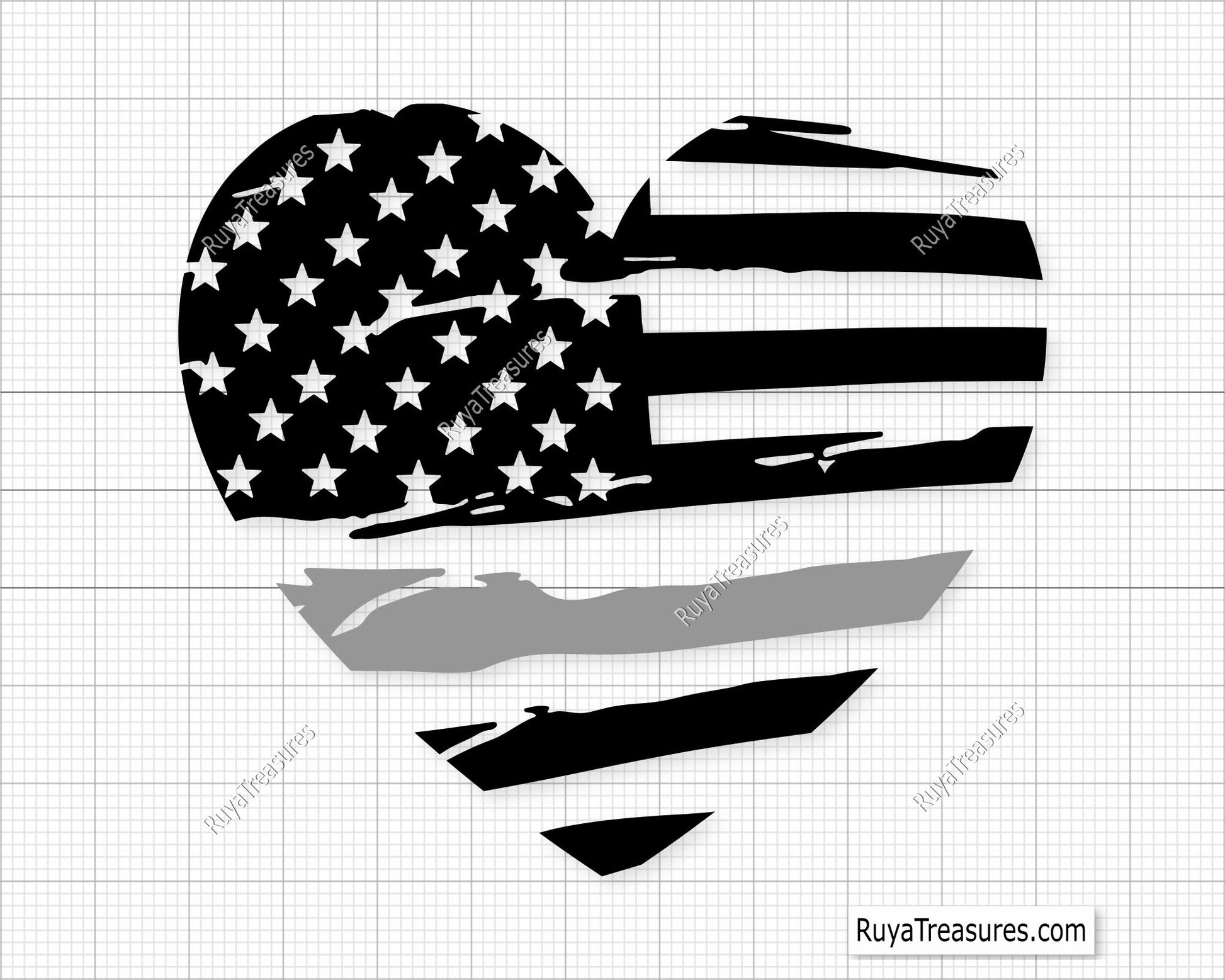 Thin silver line USA flag SVG PNG featuring distressed American flag designs in black and grey for shirts decals and patriotic projects