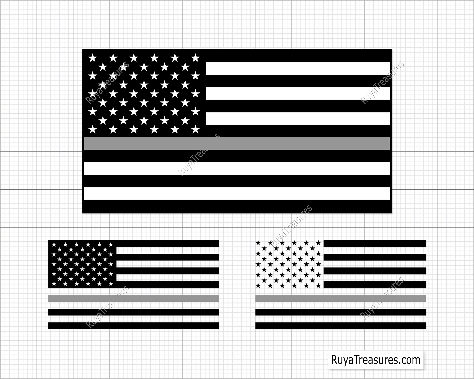Thin silver line USA flag bundle SVG PNG with multiple distressed American flag styles for correctional officer support shirts decals and graphics
