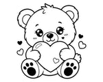 cute teddy bear holding heart SVG PNG featuring kawaii bear with heart eyes for baby shirts nursery decor and Valentine's crafts