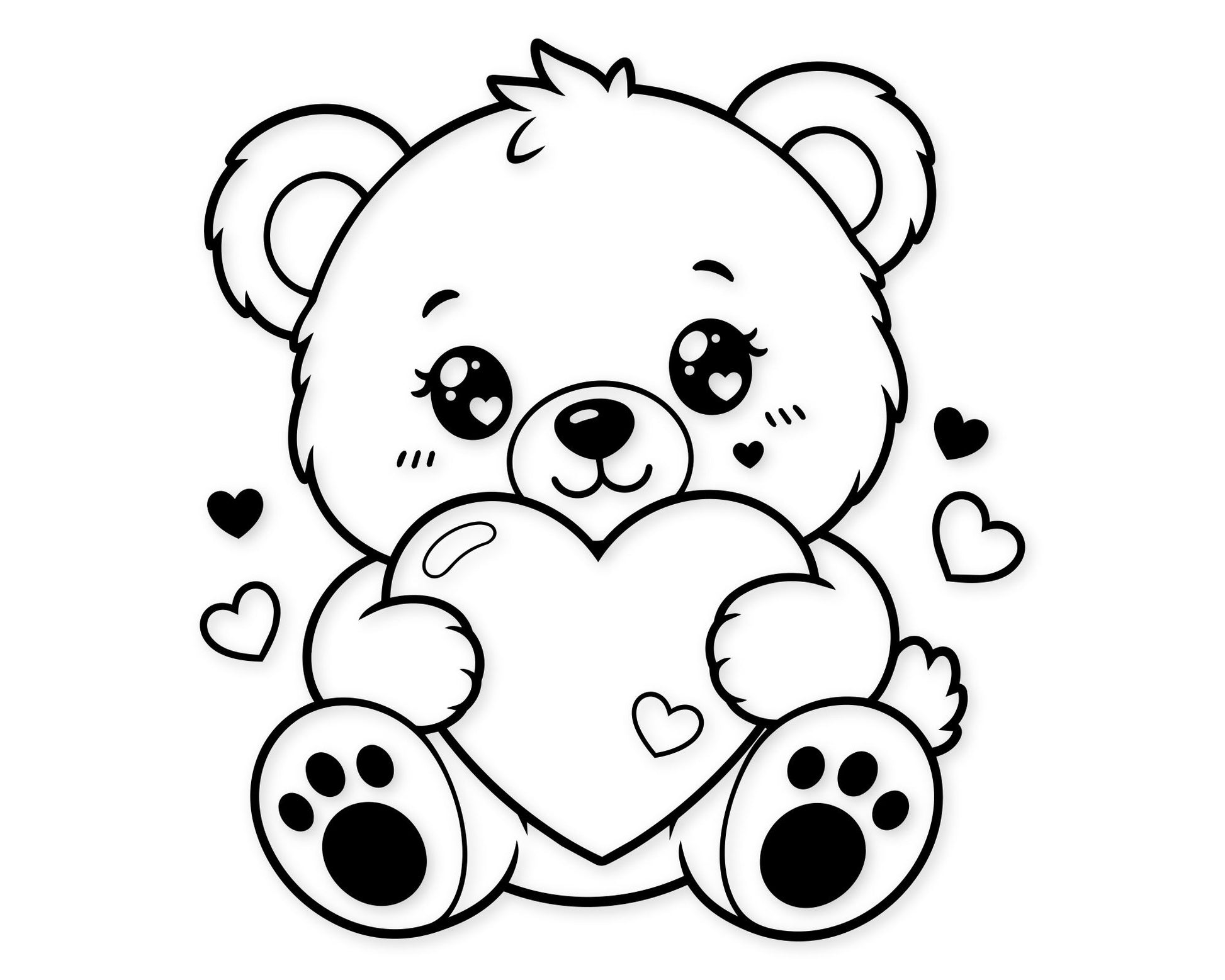 cute teddy bear holding heart SVG PNG featuring kawaii bear with heart eyes for baby shirts nursery decor and Valentine's crafts