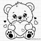 Cute Teddy Bear Heart SVG PNG, Kawaii Bear Design