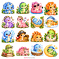 Baby Dinosaur PNG Bundle, Cute Kawaii Dino Clipart Collection