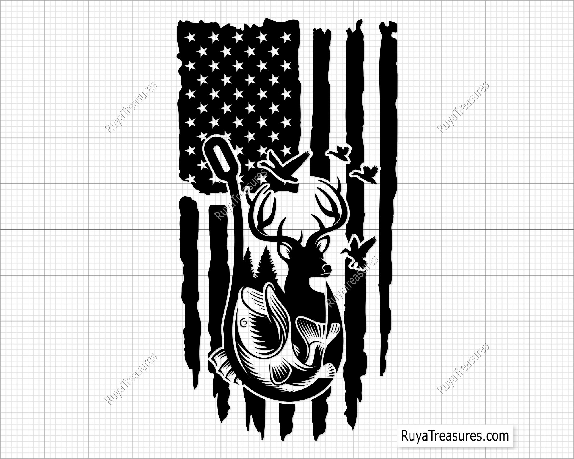 deer antler and fishing hook line art Deer and Hook Flag Svg Png, Hunting Svg, Fishing Svg, Hook Antler Svg