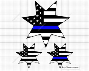 Deputy Sheriff Badge Blue Line Svg 
