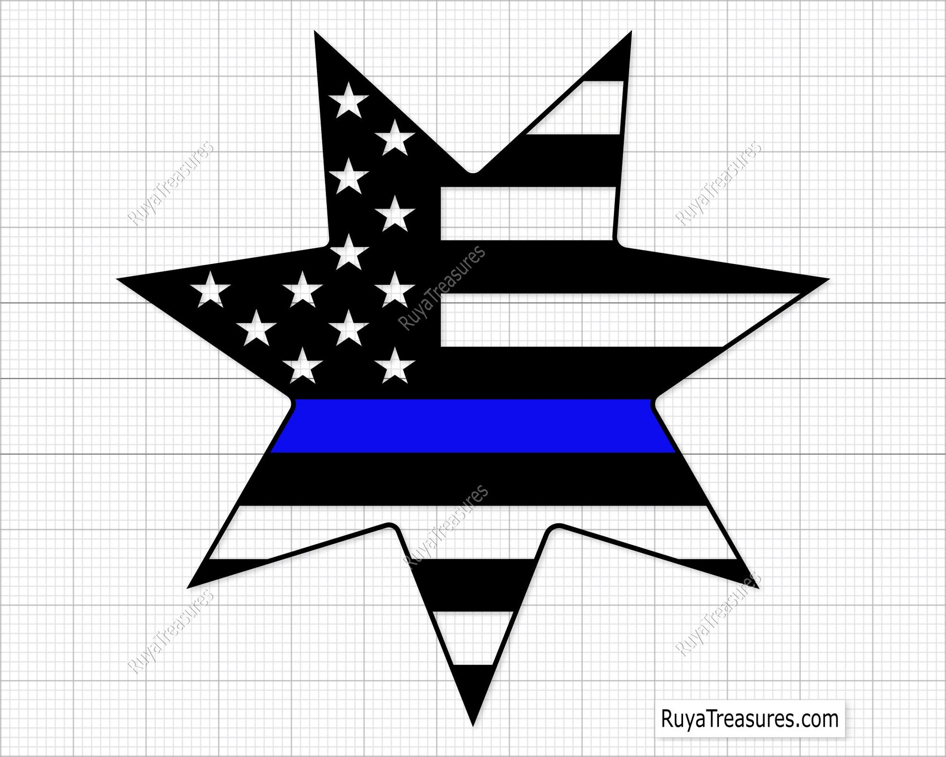 Deputy Sheriff Badge Blue Line Svg 