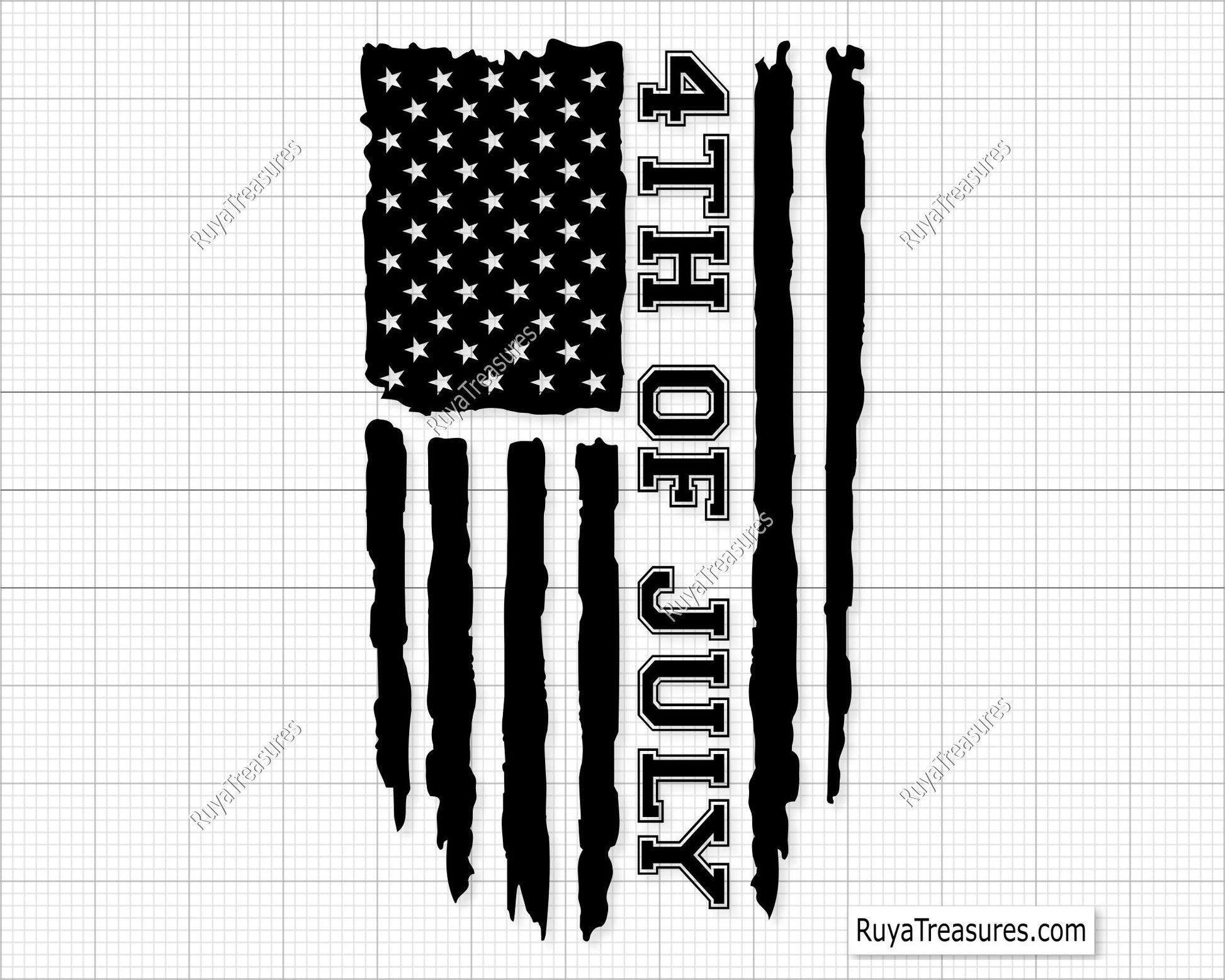 Distressed American Flag 4th Of July Svg Png