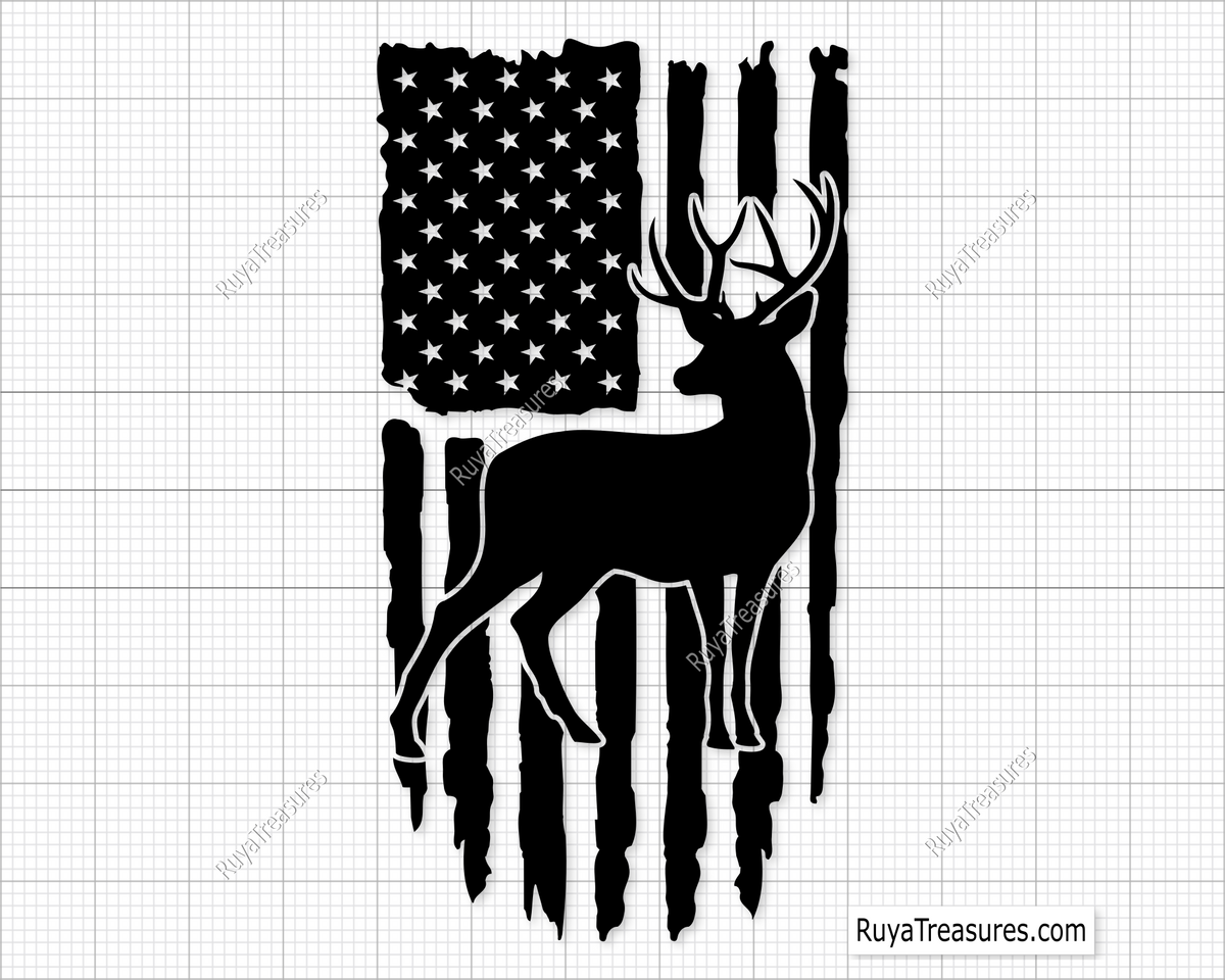Distressed Deer Flag svg