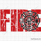 distressed fire dept firefighter design with bold fire text and badge for shirts decals and gifts