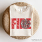 distressed fire dept firefighter design with bold fire text and badge for shirts decals and gifts