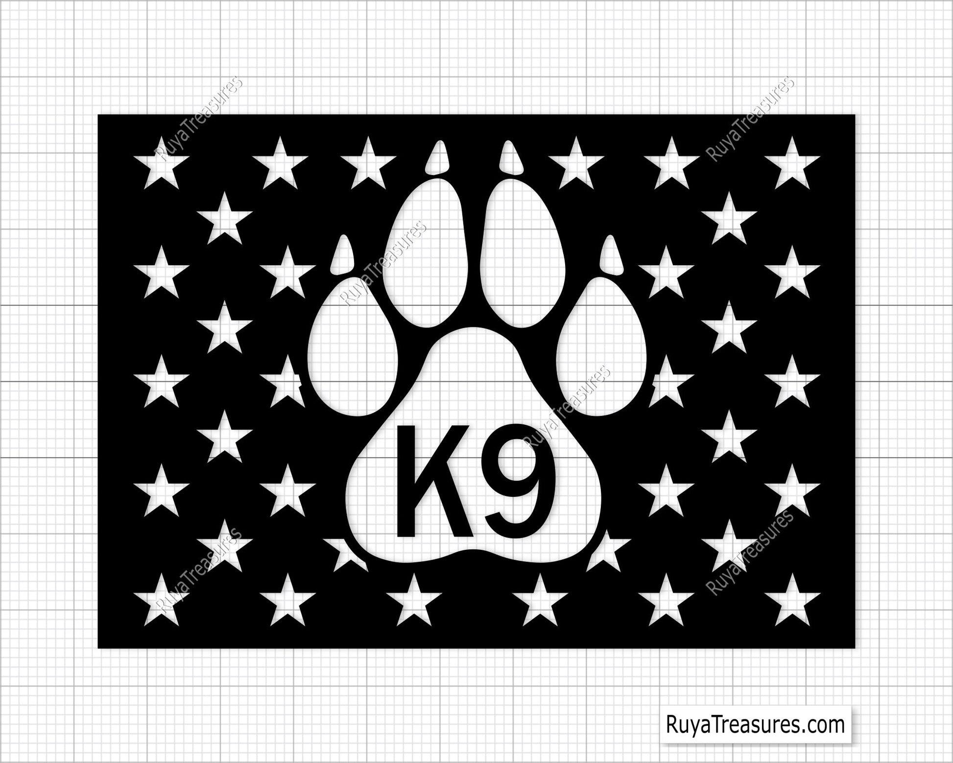Distressed Flag Thin Blue Line Dog Paw Print Police K9 svg