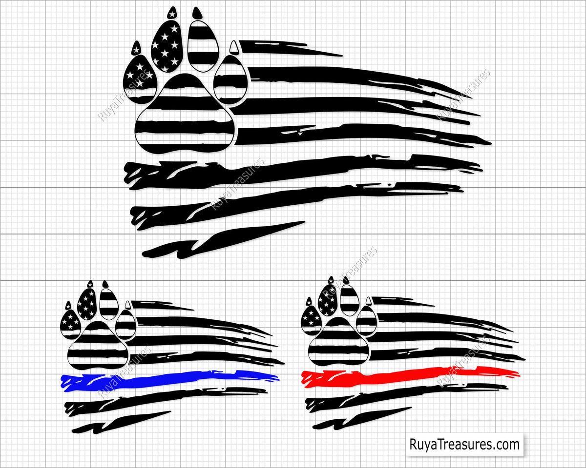 Dog Paw American Flag Svg