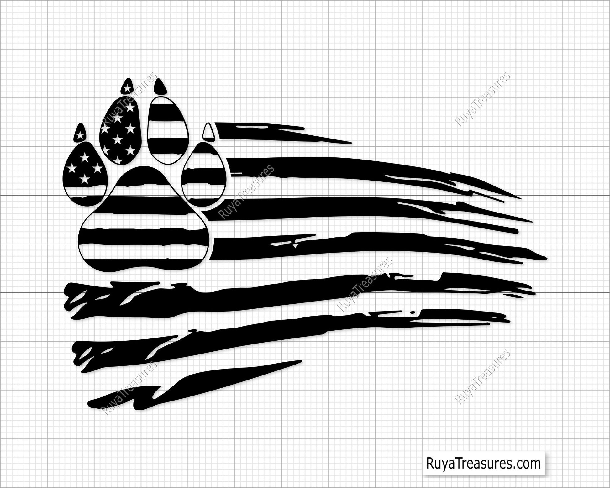 Dog Paw American Flag Svg