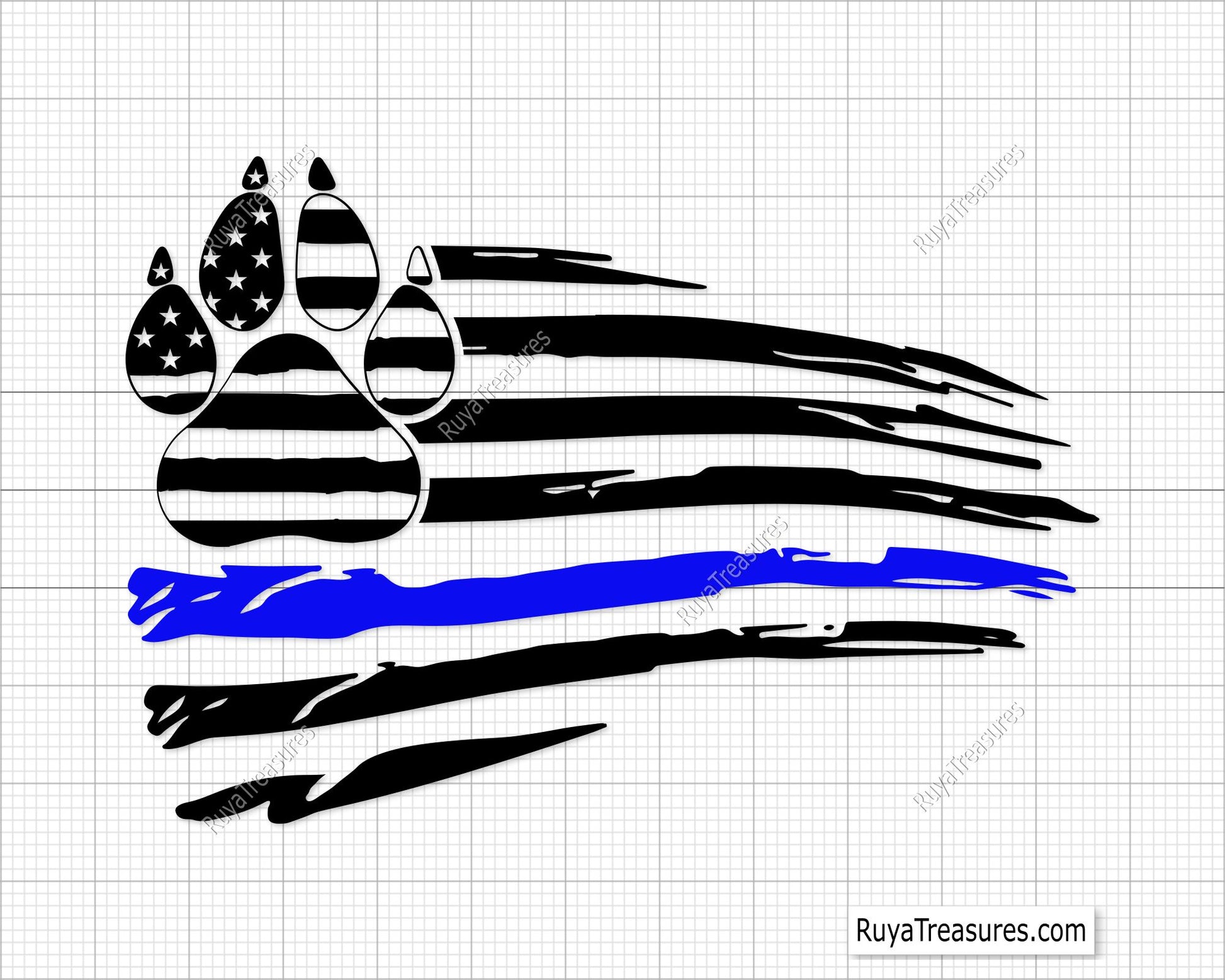 Dog Paw American Flag Svg