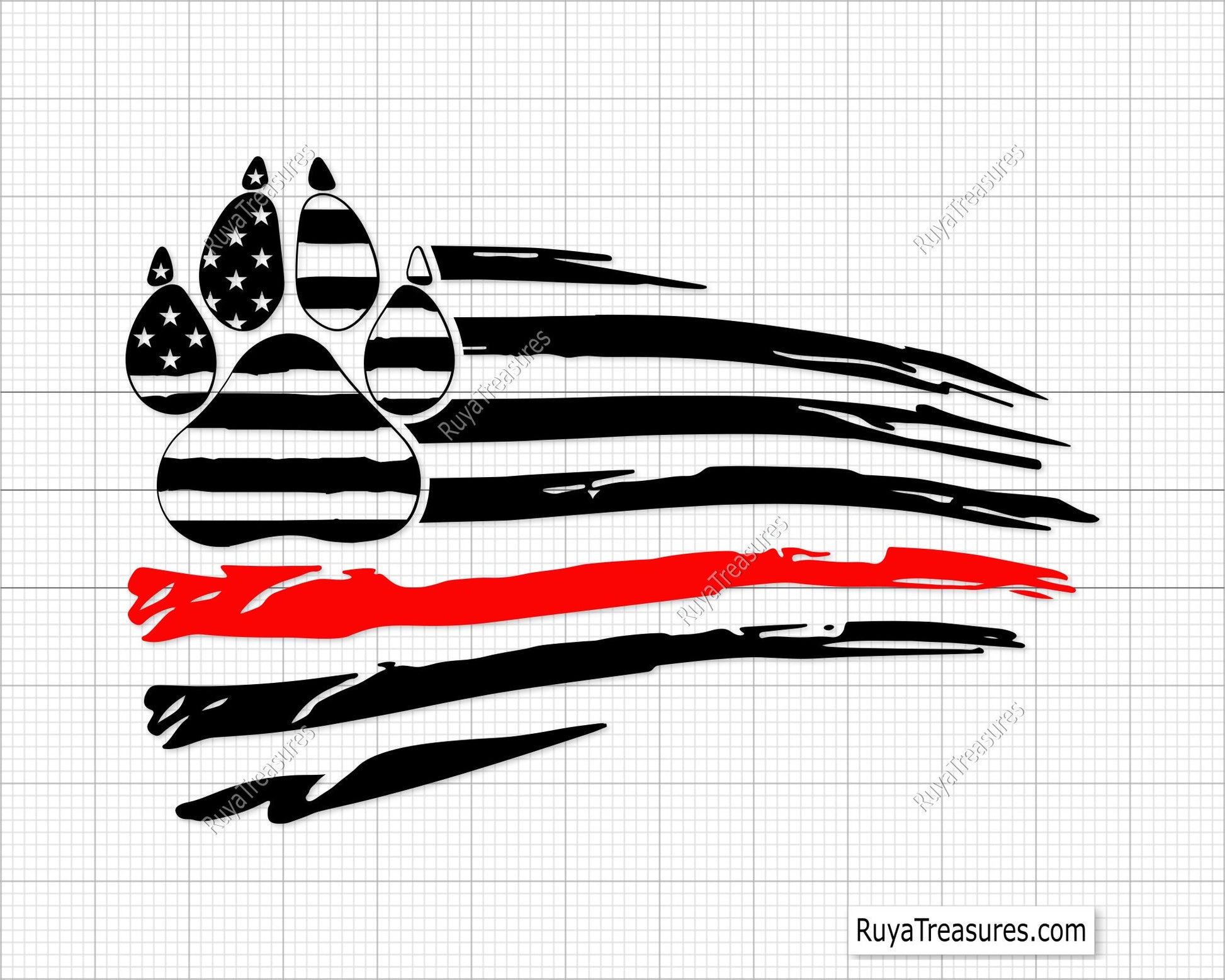 Dog Paw American Flag Svg