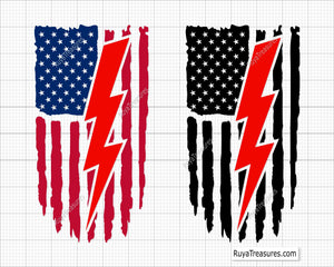 Electrician Lightning Bolt Flag Svg 