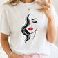 Elegant Woman Face SVG, Red Lips Feminine Portrait Cut File Design