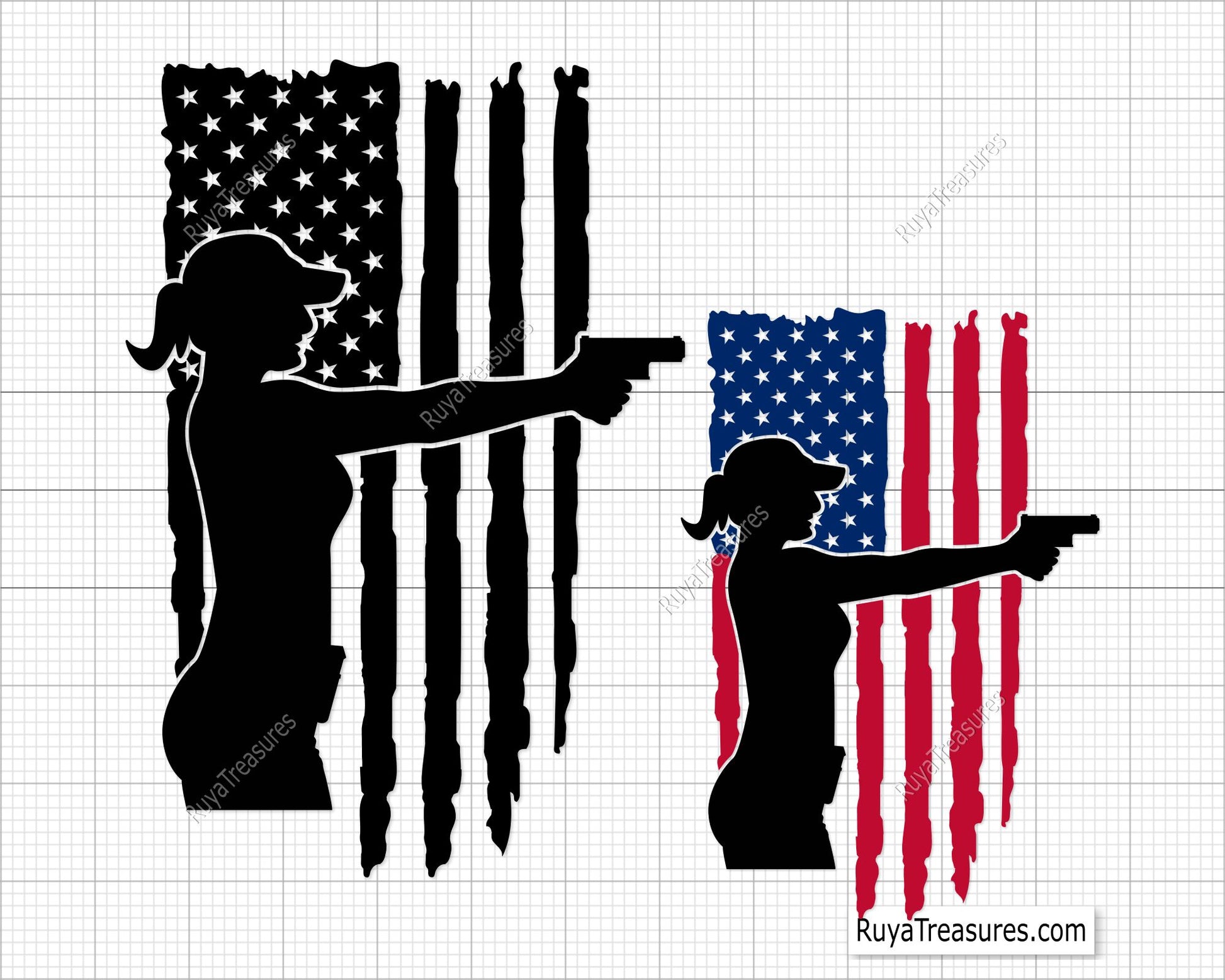 Girl Gun Flag Svg