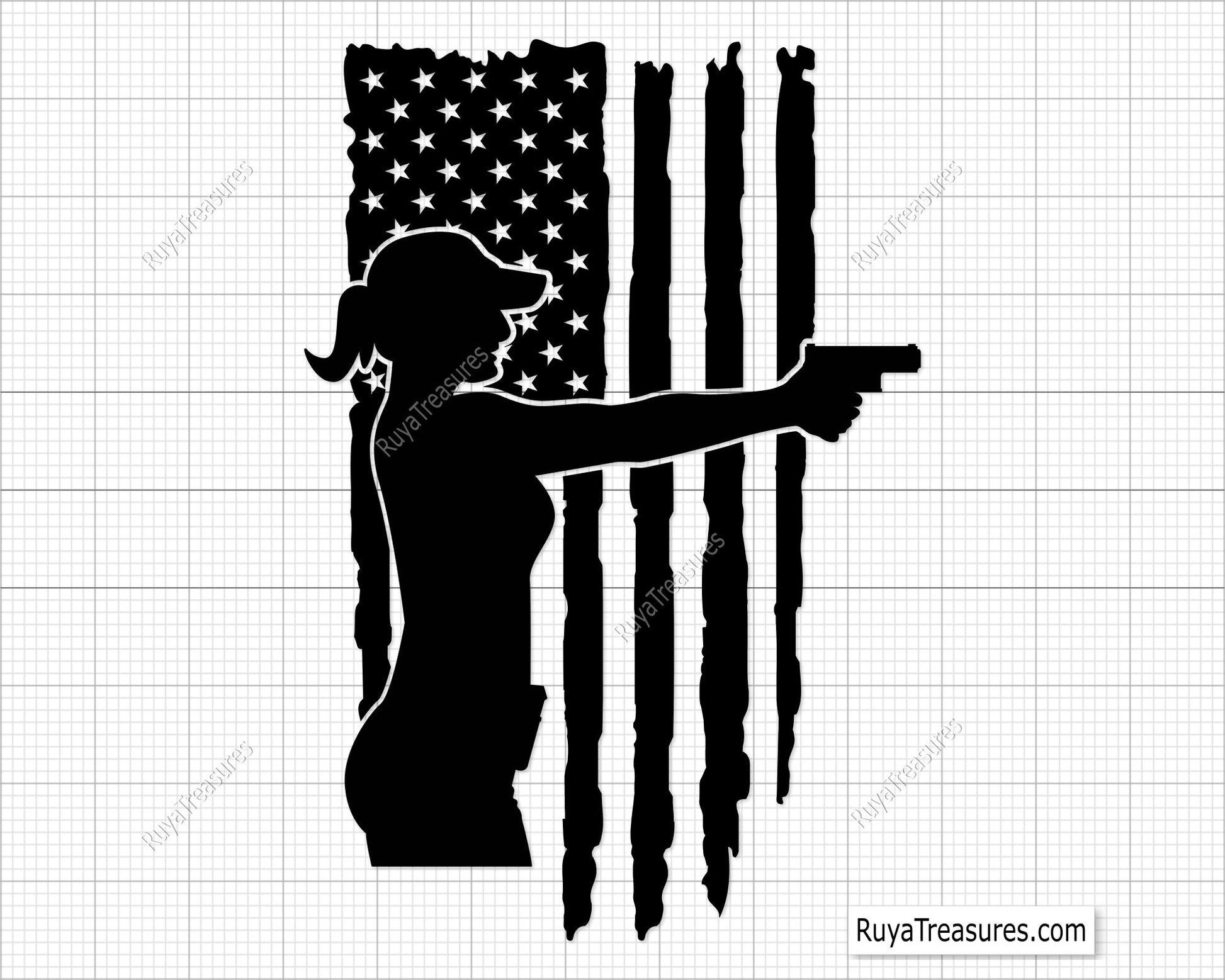 Girl Gun Flag Svg